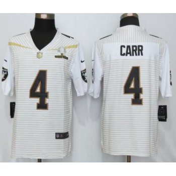 Men's Oakland Raiders #4 Derek Carr White 2016 Pro Bowl Stitched NFL Nike Elite Jersey