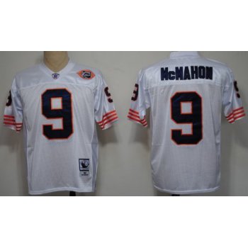 Chicago Bears #9 Jim McMahon White Throwback With Bears Patch Jersey