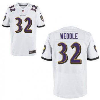 Men's Baltimore Ravens #32 Eric Weddle Elite White Road Jersey