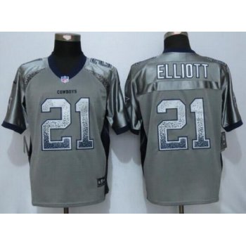 Men's Dallas Cowboys #21 Ezekiel Elliott Gray Drift Fashion NFL Nike Elite Jersey