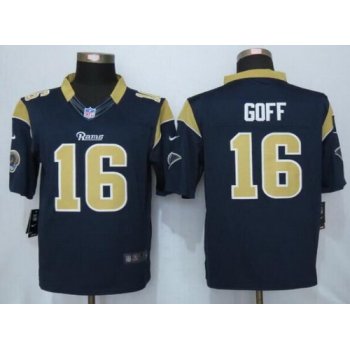 Men's Los Angeles Rams #16 Jared Goff Navy Blue Team Color NFL Nike Elite Jersey