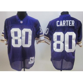 Minnesota Vikings #80 Cris Carter Purple Throwback Jersey