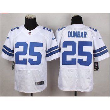 New Dallas Cowboys #25 Dunbar White Men's Stitched NFL Elite Jersey