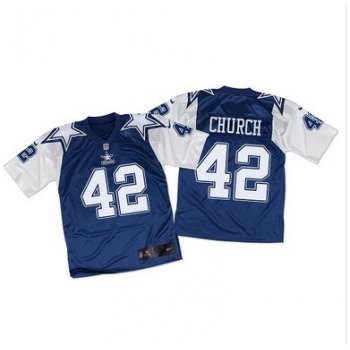 Nike Cowboys #42 Barry Church Navy BlueWhite Throwback Men's Stitched NFL Elite Jersey