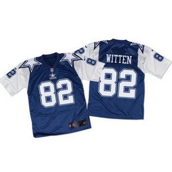 Nike Cowboys #82 Jason Witten Navy BlueWhite Throwback Men's Stitched NFL Elite Jersey