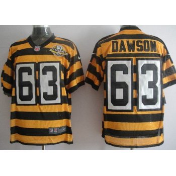 Nike Pittsburgh Steelers #63 Dermontti Dawson Yellow With Black Throwback 80TH Jersey