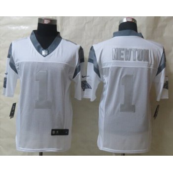 Nike Carolina Panthers #1 Cam Newton Platinum White Limited Jersey