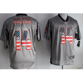 Nike Cincinnati Bengals #14 Andy Dalton 2014 USA Flag Fashion Gray Elite Jersey