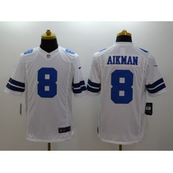 Nike Dallas Cowboys #8 Troy Aikman White Limited Jersey