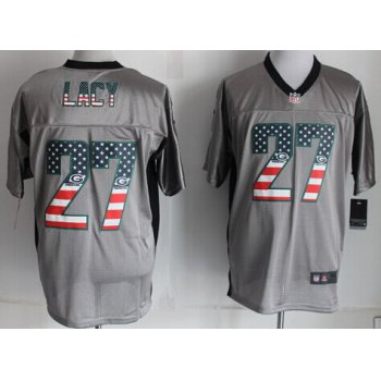 Nike Green Bay Packers #27 Eddie Lacy 2014 USA Flag Fashion Gray Elite Jersey