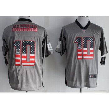 Nike New York Giants #10 Eli Manning 2014 USA Flag Fashion Gray Elite Jersey