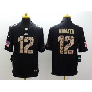 Nike New York Jets #12 Joe Namath Salute to Service Black Limited Jersey