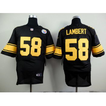 Nike Pittsburgh Steelers #58 Jack Lambert Black With Yellow Elite Jersey