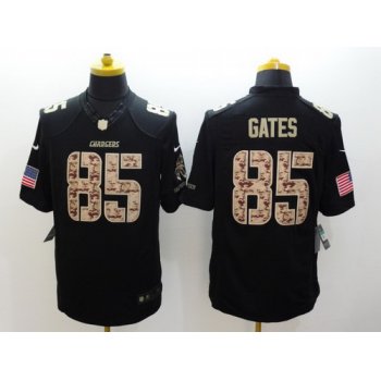 Nike San Diego Chargers #85 Antonio Gates Salute to Service Black Limited Jersey