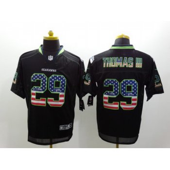 Nike Seattle Seahawks #29 Earl Thomas III 2014 USA Flag Fashion Black Elite Jersey