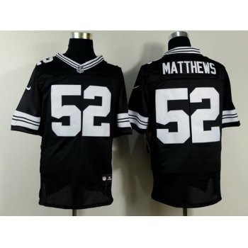 Nike Green Bay Packers #52 Clay Matthews Black With White Elite Jersey