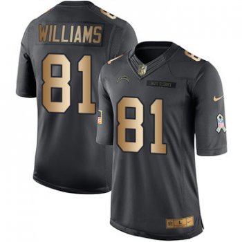 Nike Los Angeles Chargers #81 Mike Williams Black Men's Stitched NFL Limited Gold Salute To Service Jersey