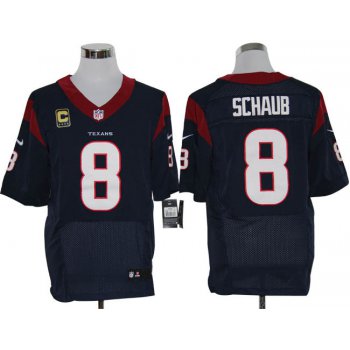 Size 60 4XL-Matt Schaub Houston Texans #8 C Patch Navy Blue Stitched Nike Elite NFL Jerseys