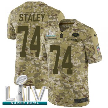 Nike 49ers #74 Joe Staley Camo Super Bowl LIV 2020 Men's Stitched NFL Limited 2018 Salute To Service Jersey