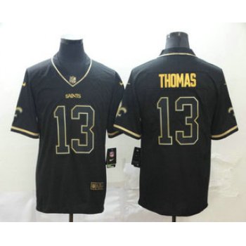 Men's New Orleans Saints #13 Michael Thomas Black 100th Season Golden Edition Jersey