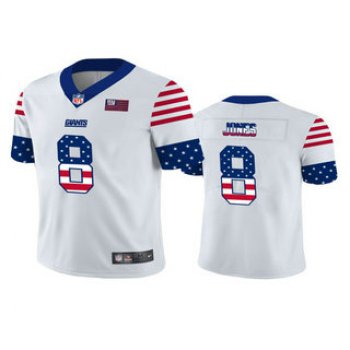 Men's New York Giants #8 Daniel Jones White Independence Day Stars Stripes Jersey