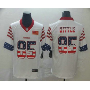 Men's San Francisco 49ers #85 George Kittle White Independence Day Stars Stripes Jersey