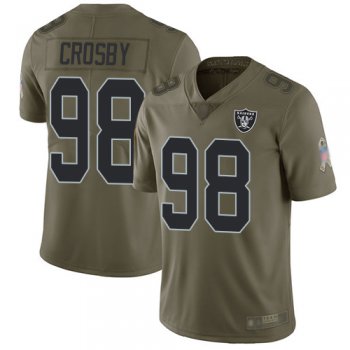 Oakland Raiders #98 Maxx Crosby Men's Olive Limited 2017 Salute to Service Football Jersey