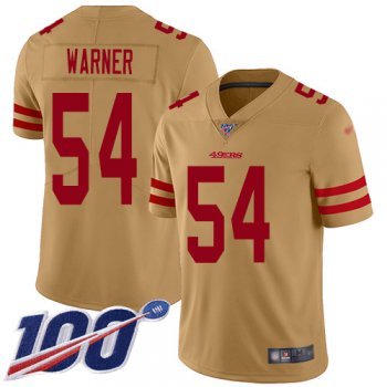 Men's San Francisco 49ers #54 Fred Warner Limited Gold Inverted Legend 100th Season Football Jersey