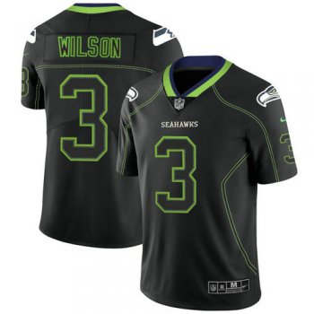 Nike Seattle Seahawks #3 Russell Wilson Lights Out Black Color Rush Limited Jersey