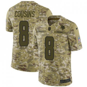 Nike Vikings #8 Kirk Cousins Camo Men's Stitched NFL Limited 2018 Salute To Service Jersey