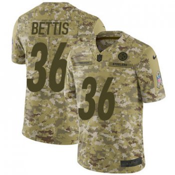 Nike Steelers #36 Jerome Bettis Camo Men's Stitched NFL Limited 2018 Salute To Service Jersey