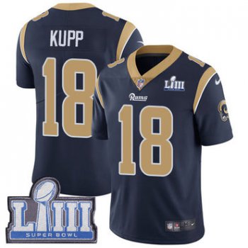 #18 Limited Cooper Kupp Navy Blue Nike NFL Home Men's Jersey Los Angeles Rams Vapor Untouchable Super Bowl LIII Bound