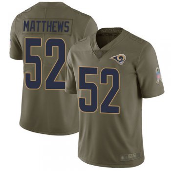 Men's Los Angeles Rams #52 Clay Matthews Olive Men's Stitched Football Limited 2017 Salute To Service Jersey