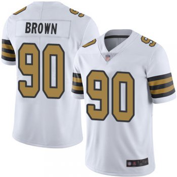 Men's New Orleans Saints #90 Malcom Brown White Men's Stitched Football Limited Rush Jersey