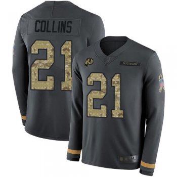 Men's Washington Redskins #21 Landon Collins Anthracite Salute to Service Stitched Football Limited Therma Long Sleeve Jersey
