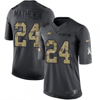 Men's Philadelphia Eagles #24 Ryan Mathews Black Anthracite 2016 Salute To Service Stitched NFL Nike Limited Jersey