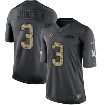 Men's Pittsburgh Steelers #3 Landry Jones Black Anthracite 2016 Salute To Service Stitched NFL Nike Limited Jersey