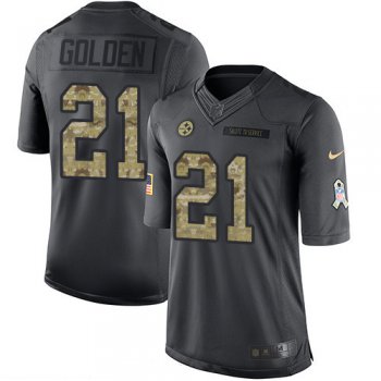 Men's Pittsburgh Steelers #21 Robert Golden Black Anthracite 2016 Salute To Service Stitched NFL Nike Limited Jersey