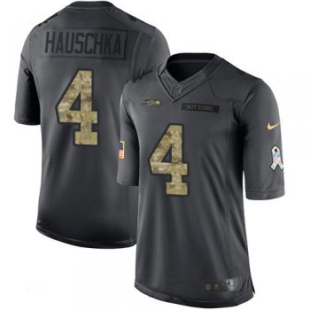 Men's Seattle Seahawks #4 Steven Hauschka Black Anthracite 2016 Salute To Service Stitched NFL Nike Limited Jersey