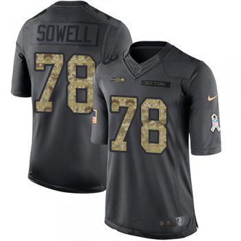 Men's Seattle Seahawks #78 Bradley Sowell Black Anthracite 2016 Salute To Service Stitched NFL Nike Limited Jersey