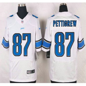 Detroit Lions #87 Brandon Pettigrew White Road NFL Nike Elite Jersey