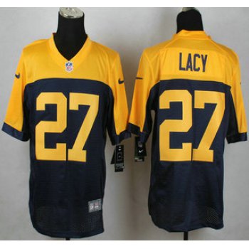 Green Bay Packers #27 Eddie Lacy Navy Blue With Gold NFL Nike Elite Jersey