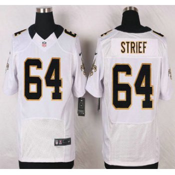 New Orleans Saints #64 Zach Strief White Road NFL Nike Elite Jersey