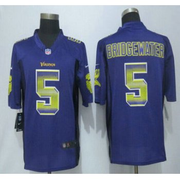 Minnesota Vikings #5 Teddy Bridgewater Purple Strobe 2015 NFL Nike Fashion Jersey