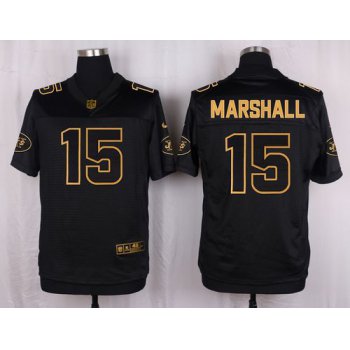 Nike Jets #15 Brandon Marshall Black Men's Stitched NFL Elite Pro Line Gold Collection Jersey