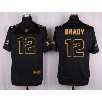 Nike Patriots #12 Tom Brady Black Men's Stitched NFL Elite Pro Line Gold Collection Jersey