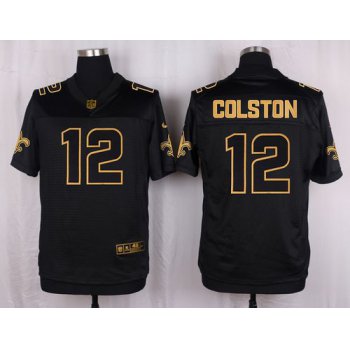 Nike Saints #12 Marques Colston Black Men's Stitched NFL Elite Pro Line Gold Collection Jersey