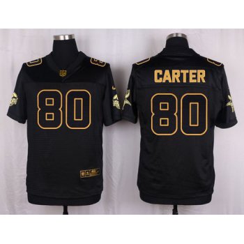 Nike Vikings #80 Cris Carter Black Men's Stitched NFL Elite Pro Line Gold Collection Jersey