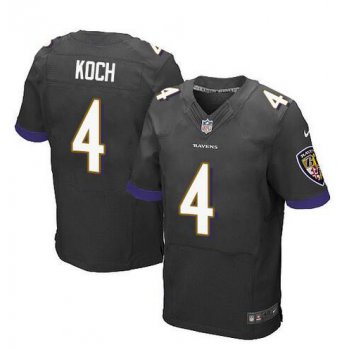 Men's Baltimore Ravens #4 Sam Koch White Road NFL Nike Elite Jersey