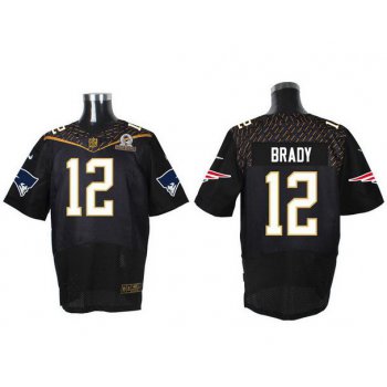 Men's New England Patriots #12 Tom Brady Black 2016 Pro Bowl Nike Elite Jersey